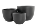 DEEP BOWL PLANTER,  BLACK POLY FIBER, SET OF 3-   27.5"x23.5", 19.5"x17.5", 15.5"x14"
