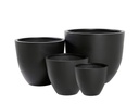 DEEP BOWL PLANTER, BLACK POLY FIBER, SET OF 4- 35.5"x31.5", 27.5"x23.5", 19.5"x17.5", 15.5"x14"