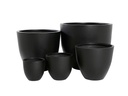 DEEP BOWL PLANTER,  BLACK POLY FIBER, SET OF 5-   43.5"x37.5", 35.5"x31.5", 27.5"x23.5", 19.5"x17.5", 15.5"x14"