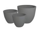 DEEP BOWL PLANTER  ,DARK CLAY, POLY FIBER, SET OF 3-  27.5"x23.5", 19.5"x17.5", 15.5"x14"