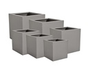 CUBE PLANTER DARK GRAY POLY FIBER, SET OF 6- 31.5"x31.5", 27.5"x27.5", 23.5"x23.5", 19.5"x19.5", 15.5"x15.5", 12"x12"