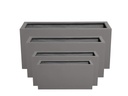 RECTANGULAR BOX PLANTER  DARK GREY POLY FIBERS, SET OF 4- 47"x19.5"x21.5", 39.5"x15.5"x19.5", 31.5"x12"x15.5", 23.5"x10"x12"