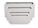 RECTANGULAR BOX PLANTER WHITE POLY FIBERS, SET OF 4-  47"x19.5"x21.5", 39.5"x15.5"x19.5", 31.5"x12"x15.5", 23.5"x10"x12"