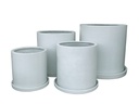 CYLINDER PLANTER, WHITE, SET OF 4- 17.5"X17.5, 15.0"X15.0", 12.5"X12.5", 10.5"X10.5"