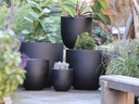 DEEP BOWL PLANTER, BLACK, SET OF 5- 25.5"X23.5", 21.5"X20", 17.5"X17.5", 15"X12", 10"X9"