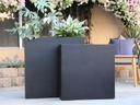 WALL RECTANGULAR PLANTER, BLACK, SET OF 2- 31.5"x12.0"x31.5", 27.5"x 8.5"x 27.5"