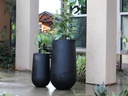 TALL TRUNK PLANTER, BLACK, SET OF 2- 21.5"X39.5", 15.5"X27.5"