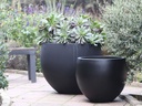 ROUND BALL PLANTER, BLACK, SET OF 2- 27"X22.5", 21"X17.5"