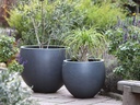 ROUND BALL PLANTER, ECOSTONE GREY, SET OF 2- 27"X22.5", 21"X17.5"