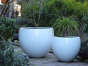 ROUND BALL PLANTER, GLOSSY WHITE, SET OF 2- 27"X22.5", 21"X17.5"