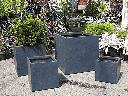 CUBE FIBER PLANTER, DARK GREY, SET OF 4-  20.0"x20.0", 16.0"x16.0", 12.0"x12.0", 10.0"x10.0"