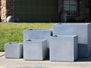 LARGE CUBE PLANTER, CEMENT LIGHT, SET OF 5-21.5"x20.5", 17.5"x17", 14"x14", 12"x11.5", 9.5"x8.5"