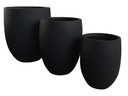 MILANO TALL FIBER PLANTER, BLACK, SET OF 3 - 27.5"x32.0" 21.5"x27.0" 17.0"x21.5"