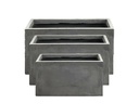 RECTANGULAR FIBER PLANTER, CEMENT GREY, SET OF 3 - 32.0" X 13.0" X 15.5", 24.0" X 10.5" X 12.0", 19.5"x7.5"x8.0", BCD