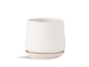 HAND ROLLED POT WITH ATTACHED SAUCER, SAND MILKY WHITE, 8.0"X7.5", CASE OF 2