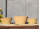 PRESCOT TERRA COTTA FARM POTS, MOSSED REDSTONE, 10.0"X7.5"X5.0", 7.5"X6.5"4.0", 6.5"X5.0"X3.0" (SOLD IN CASE OF 4 SETS)