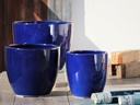 LARGE JUPITER PLANTER, ROYAL BLUE, SET OF 3- 15.5"X14", 13"X12", 10"X10"