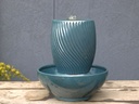 SUNSET TWIST JAR FOUNTAIN, MARINA GREEN, 10.5"x13" (Base 17.5"x7.5")