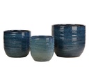 BERGONIA PLANTER, TEAL MIST , SET OF 3- 15"X13.5", 12"X12", 10"X9