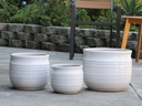 MESA BLOOM PLANTER, BRIGHT WHITE, SET OF 3, 14"X13.5", 11"X10.5", 8.5"X8"
