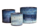 BRICK PLANTER, TROPIC BLUE, SET OF 3, 15"X13.5", 12"X11.5", 10"X9"