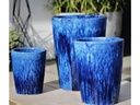 VASO PLANTER, BLOSSOM BLUE, SET OF 3- 17.5"X24.0", 14.0"X18.0", 11.0"X13.5"
