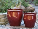 STANDARD GARDEN POT,ROUND PLANTER, OX RED, SET OF 3 - 17.5" X 17.5", 14" X 14", 10" X 10.5"