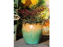 FISHBOWL GARDEN PLANTER, GOLD ON TURQUOISE, SET OF 3- 15.5"X14", 12"X11.5", 8.5"X9.5"