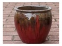 FISHBOWL GARDEN PLANTER, RED COPPER ON OX RED, SET OF 4- 19.5"X15.5", 15.5"X14", 12"X11.5", 8.5"X9.5"