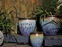 FISHBOWL GARDEN PLANTER,  RED COPPER ON VIOLET, 25.5"X19.5", 19.5"X15.5", 15.5"X14", 12"X11.5", 8.5"X9.5"