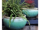 LOW FISHBOWL PLANTER, PEARL ON SEA FOAM GREEN, SET OF 3- 20.0"X15.0", 15.5"X9", 11.5"X6.5",