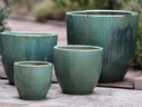 MANDEVILLA TAPERED PLANTER, RUSTY GREEN, SET OF 4- 18"X17.5", 15"X12.5", 11.5"X10.5", 7.5"X6.5"