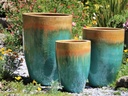 MIAMI PLANTER, GOLD ON TURQUOISE, SET OF 3- 18.0"X25.5", 14.5"X21.0", 12.0"X18.0"