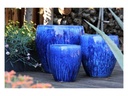 VICTORIA AGAVE PLANTER, BLOSSOM BLUE, SET OF 4- 19.5"X21", 15.5"X16.5", 11"X12.5", 8"X7"