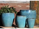 VICTORIA AGAVE PLANTER, DEEP BLUE SEA, SET OF 4- 19.5"X21", 15.5"X16.5", 11"X12.5", 8"X7"
