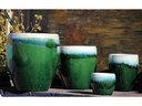 VICTORIA AGAVE PLANTER, PEARL ON FOREST GREEN, 19.5"X21", 15.5"X16.5", 11"X12.5", 8"X7"