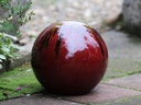 DECORATIVE SPHERE, RED COPPER ON OX RED, 12"