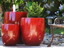 TALL MILANO PLANTER, LAVISH RED, SET OF 3-22.0" X 23.5" 17.0" X 18.5" 12.5" X 14.0"