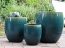 TALL MILANO PLANTER, TURQUOISE GREEN, SET OF 3- 22.0" X 23.5" 17.0" X 18.5" 12.5" X 14.0"