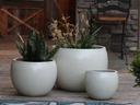 LOW MILANO PLANTER, WHITE SATIN, SET OF 3-21.5"X15.5", 16.0"X12.0", 12.0"X10.0"