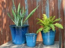 LOW TAPERED GARDEN POTS, GREEN  MIRAGE, SET OF 3 - 18"X16", 14"X13", 10"X9"