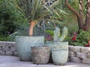 COCO POTS, CORAL GEM GREEN, SET OF 4-23"X20", 19"X17", 15'X13", 12"X11"