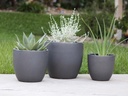 COCO POTS, MATTE BLACK, SET OF 3-19"X17", 15'X13", 12"X11"