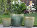 COCO POTS, MOSS SEA GREEN, SET OF 3-19"X17", 15'X13", 12"X11"