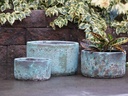 REDONDO LOW PLANTER, CORAL GEM GREEN, SET OF 3-15.5"X10.0", 13.0" X 9.0", 10.0"X8.0"