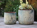 DELPHINIUM PLANTER, AEGEAN BLUE,SET OF 2- 16.5" X 15.0, 12.5" X 12.0"