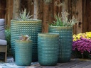 TALL WAFFLE PLANTER, TURQUOISE GREEN, 20.5"X27.0", 16.5"X23.5", 13.5"X19.5", 10.5"X15.5"