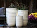 TALL WAFFLE PLANTER, WHITE SATIN, 20.5"X27.0", 16.5"X23.5", 13.5"X19.5", 10.5"X15.5"