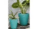 EXTRA LARGE BUCKET PLANTER,  MATTE TURQUOISE, SET OF 2- 17.5"X19.5", 13.5"X15.5"