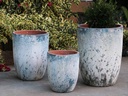 TALL MILANO CONE PLANTERS, AEGEAN BLUE, SET OF 3-17"X23", 13"X18", 11"X14